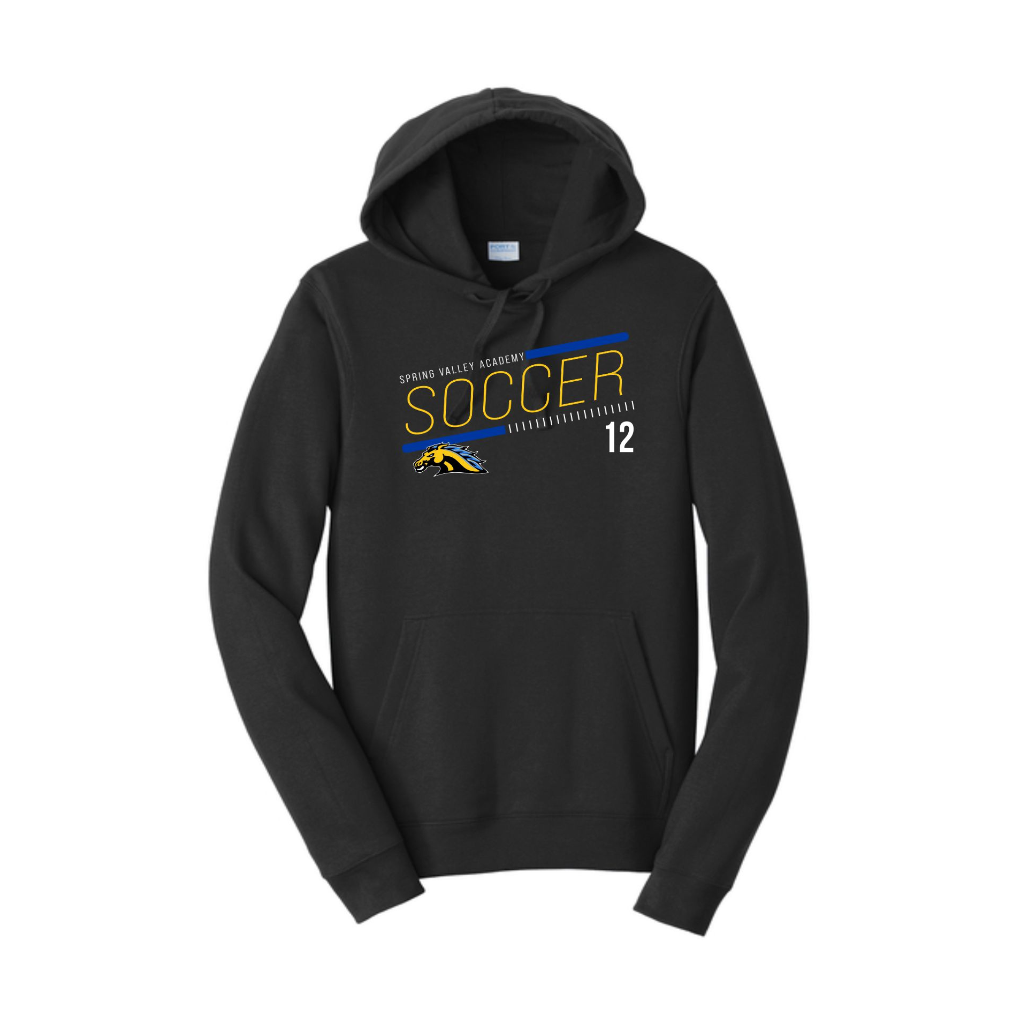 Black hoodie with 'Soccer'